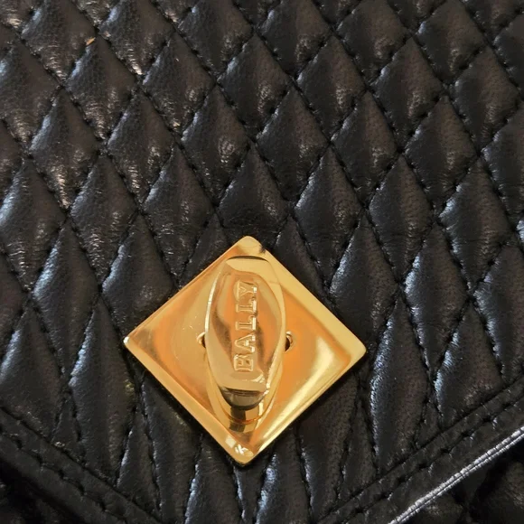 Bally Black Quilted Shoulder Bag with Gold Details - Picture 11 of 16